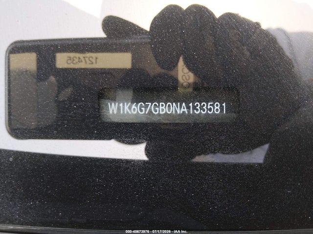 45673976 :رقم المزاد ، W1K6G7GB0NA133581 vin ، 2022 Mercedes-benz S 580 4matic مزاد بيع