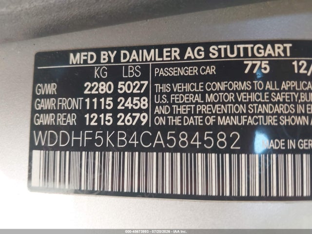 Aukcja sprzedaży 2012 Mercedes-benz E 350, vin: WDDHF5KB4CA584582, numer aukcji: 45673993