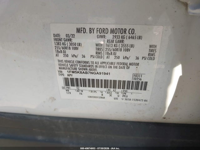 Ford Police Interceptor Utility 2022 1FM5K8AB7NGA91941 Image 18