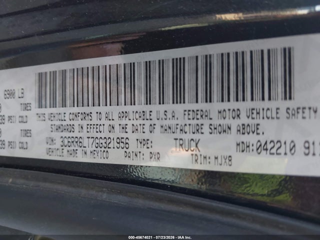 Продажа на аукционе авто 2016 Ram 1500 Slt, vin: 3C6RR6LT7GG321956, номер лота: 45674021
