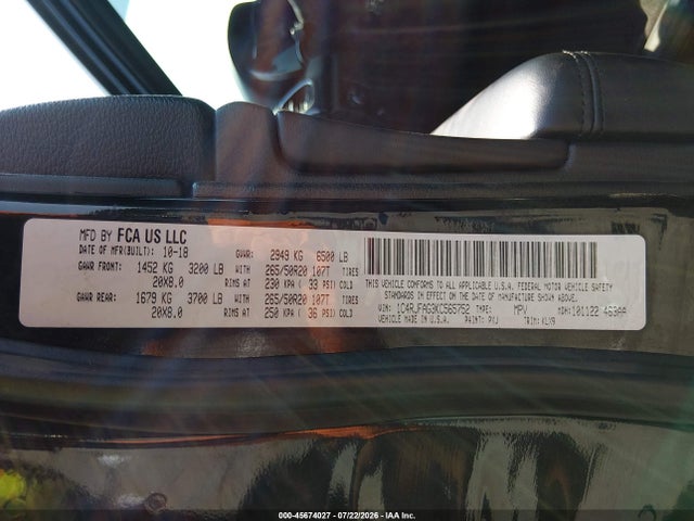 2019 Jeep Grand Cherokee Altitude 4x4 მანქანა იყიდება აუქციონზე, vin: 1C4RJFAG3KC565752, აუქციონის ნომერი: 45674027