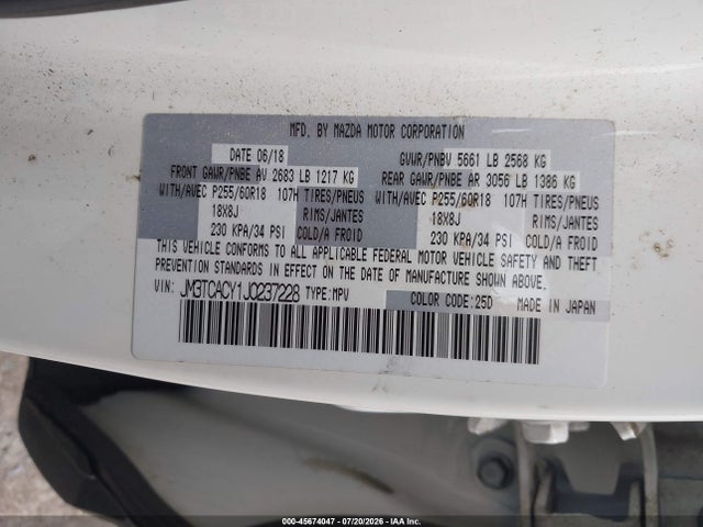 Mazda Cx-9 Touring 2018 JM3TCACY1J0237228 Image 9