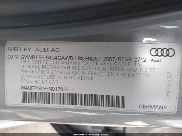 Aukcja sprzedaży 2015 Audi A6 2.0t Premium, vin: WAUFFAFC8FN017914, numer aukcji: 45674076