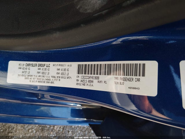 45674086 :رقم المزاد ، 1C3CCCCGXFN519698 vin ، 2015 Chrysler 200 C مزاد بيع