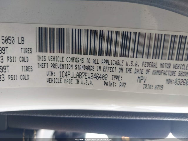 Продаж на аукціоні авто 2014 Jeep Cherokee Sport, vin: 1C4PJLAB7EW246402, номер лоту: 45674089