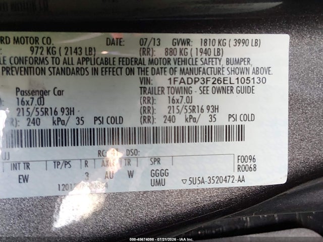 Ford FOCUS SE 2014 1FADP3F26EL105130 Image 9