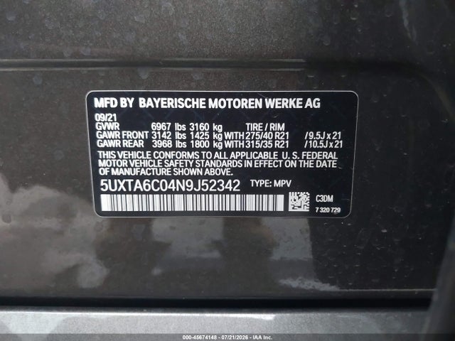 5UXTA6C04N9J52342 BMW X5 Phev Xdrive45e