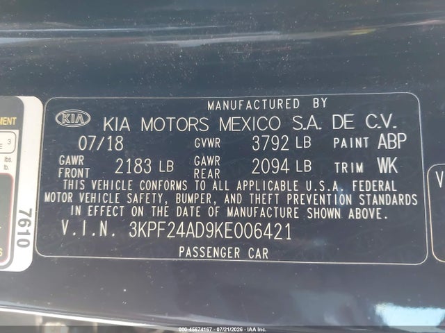 KIA Forte Lxs 2019 3KPF24AD9KE006421 Image 9