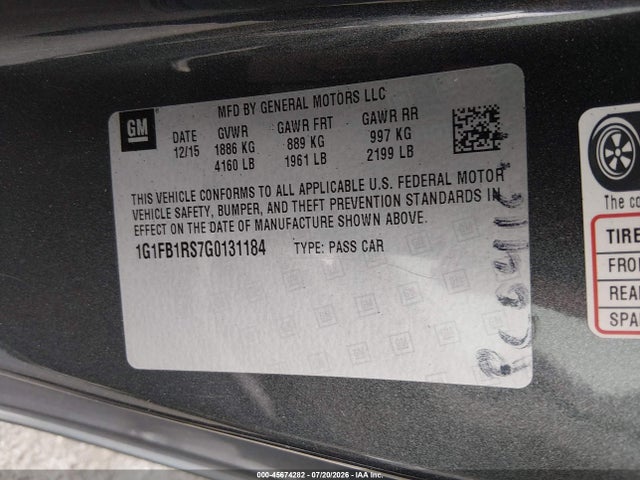 1G1FB1RS7G0131184 Chevrolet Camaro 1lt