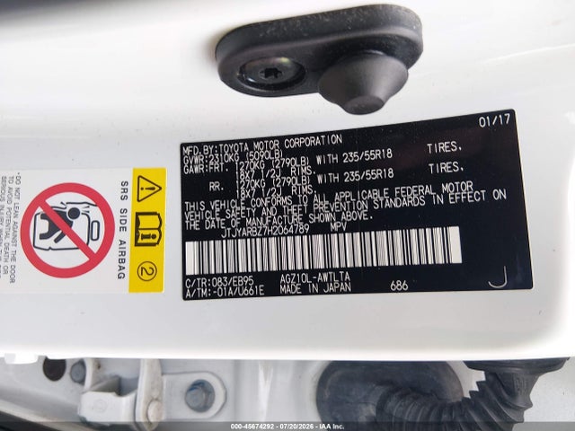 Aukcja sprzedaży 2017 Lexus Nx 200t F Sport, vin: JTJYARBZ7H2064789, numer aukcji: 45674292