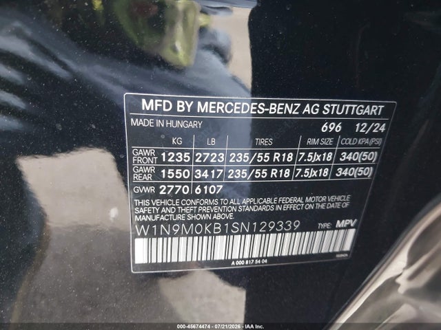 W1N9M0KB1SN129339 Mercedes-Benz Eqb 300 Suv 4matic