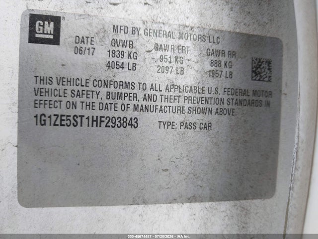 Chevrolet MALIBU 1LT 2017 1G1ZE5ST1HF293843 Image 9