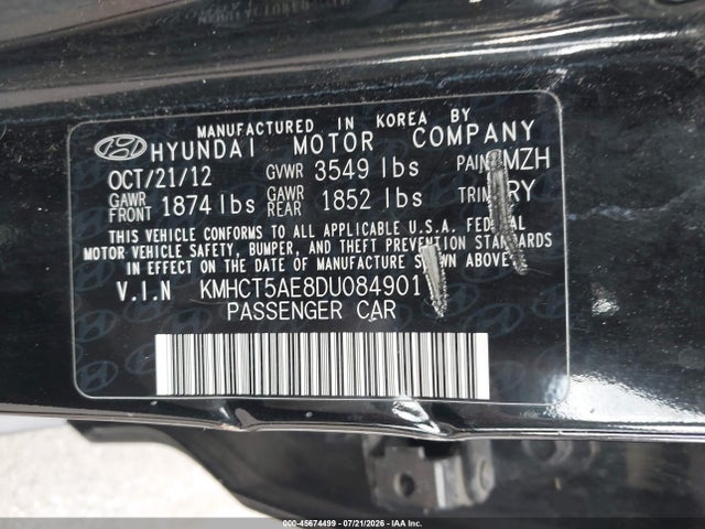 Продажа на аукционе авто 2013 Hyundai Accent Gs, vin: KMHCT5AE8DU084901, номер лота: 45674499