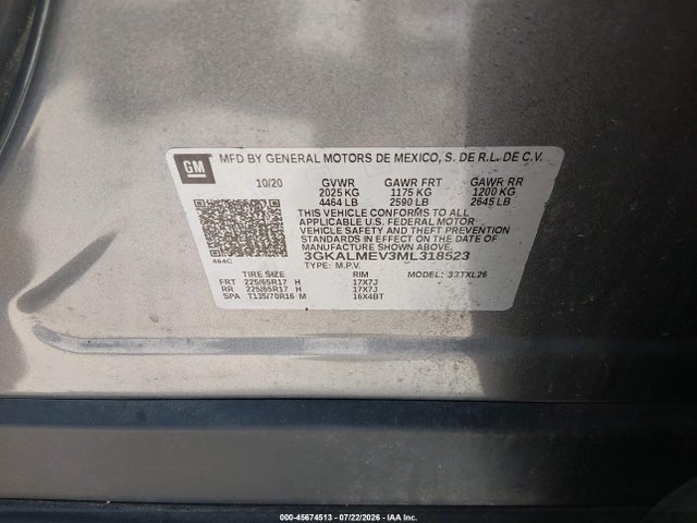 Продажа на аукционе авто 2021 Gmc Terrain Fwd Sle, vin: 3GKALMEV3ML318523, номер лота: 45674513