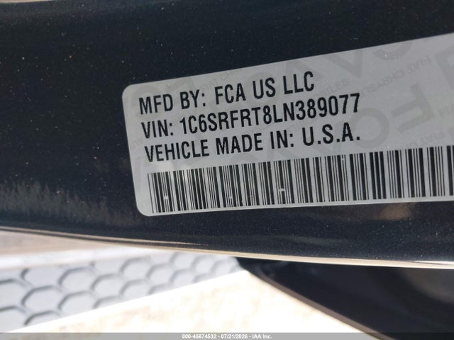 Продаж на аукціоні авто 2020 Ram 1500 Laramie  4x4 6'4 Box, vin: 1C6SRFRT8LN389077, номер лоту: 45674532