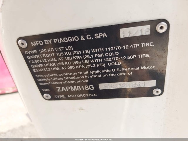Vespa Sprint 150 3v 2017 ZAPM818G8H5401844 Image 10
