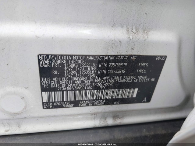 Toyota Rav4 Xle Premium 2022 2T3A1RFV1NW304160 Image 9