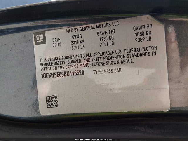 45674700 :رقم المزاد ، 1G6KH5E69BU116520 vin ، 2011 Cadillac Dts Premium Collection مزاد بيع