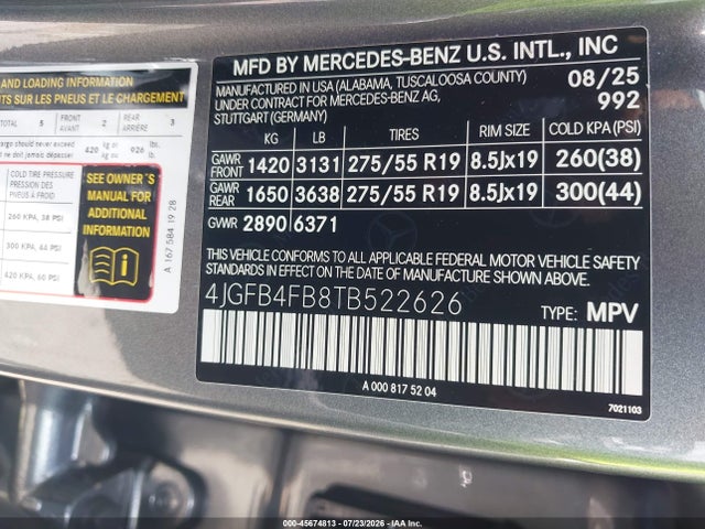 4JGFB4FB8TB522626 Mercedes-Benz GLE 350