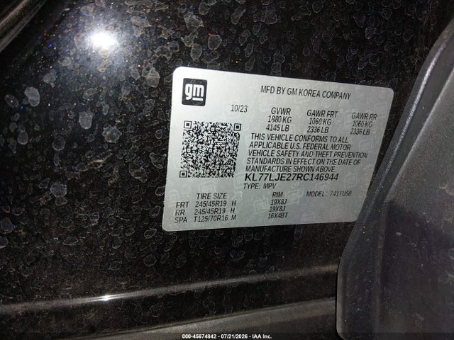 Aukcja sprzedaży 2024 Chevrolet Trax Fwd 2rs, vin: KL77LJE27RC146944, numer aukcji: 45674842
