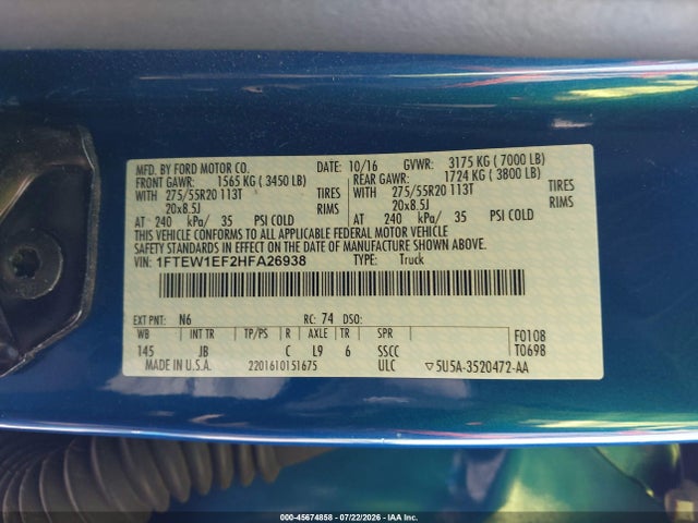 Ford F-150 Xlt 2017 1FTEW1EF2HFA26938 Image 9
