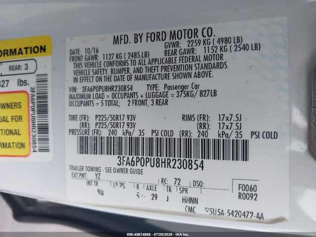 Ford Fusion Energi Se Luxury 2017 3FA6P0PU8HR230854 Image 9