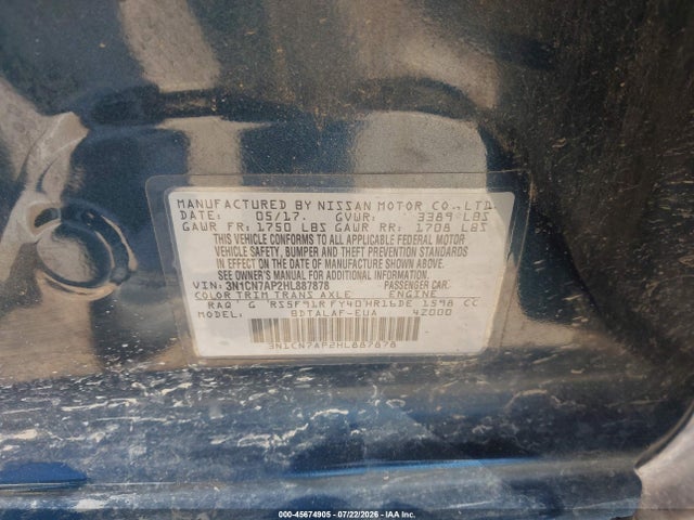 Nissan Versa 1.6 S 2017 3N1CN7AP2HL887878 Image 9
