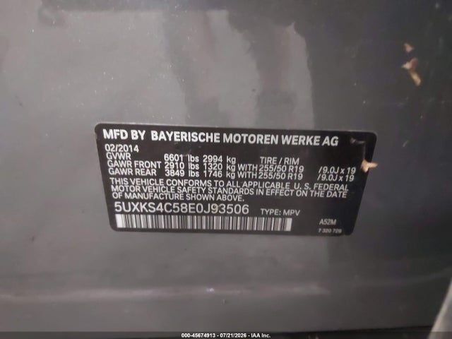 BMW X5 Xdrive35d 2014 5UXKS4C58E0J93506 Image 9