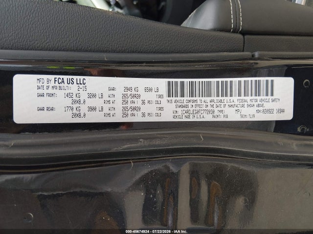 Продажа на аукционе авто 2015 Dodge Durango Citadel, vin: 1C4RDJEG0FC772030, номер лота: 45674924