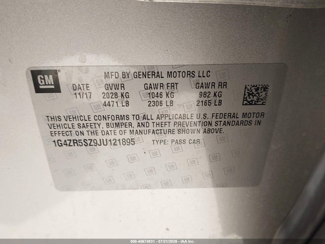 Продажа на аукционе авто 2018 Buick Lacrosse Premium, vin: 1G4ZR5SZ9JU121895, номер лота: 45674931