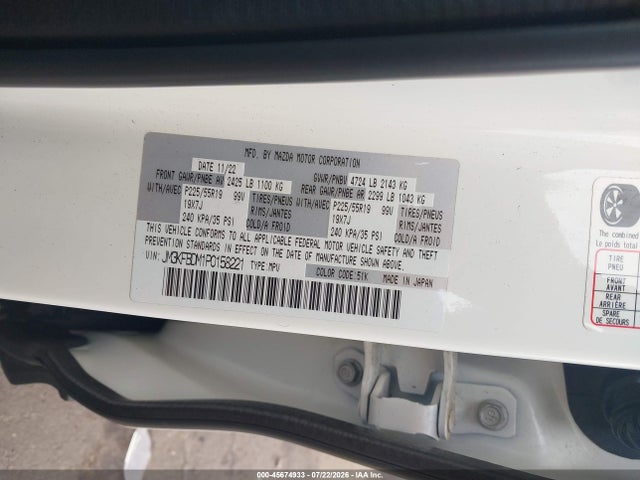 Aukcja sprzedaży 2023 Mazda Cx-5 2.5 S Premium, vin: JM3KFBDM1P0158221, numer aukcji: 45674933