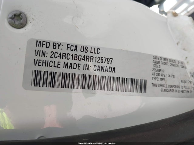 2024 Chrysler Pacifica Touring L მანქანა იყიდება აუქციონზე, vin: 2C4RC1BG4RR126797, აუქციონის ნომერი: 45674956