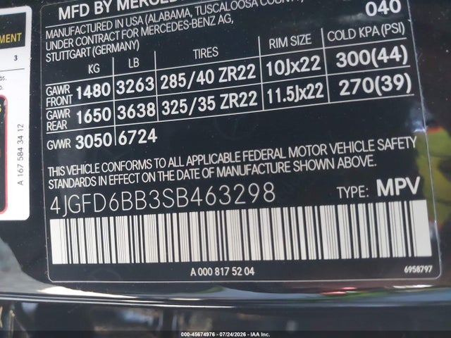 4JGFD6BB3SB463298 Mercedes-Benz Amg Gle 53 Coupe 4matic+