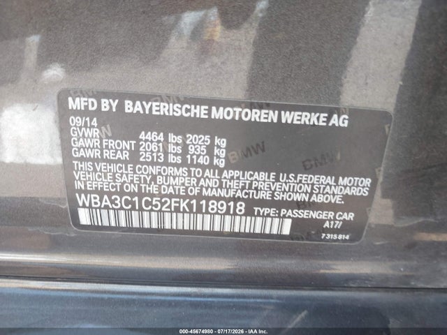 BMW 328I 2015 WBA3C1C52FK118918 Image 9