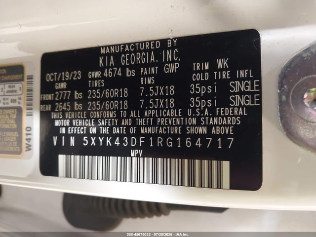 Продажа на аукционе авто 2024 Kia Sportage Sx, vin: 5XYK43DF1RG164717, номер лота: 45675032