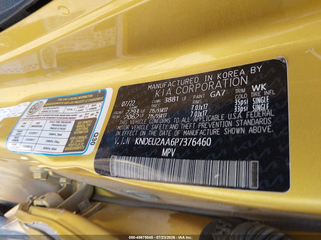 45675045 :رقم المزاد ، KNDEU2AA6P7376460 vin ، 2023 Kia Seltos S مزاد بيع