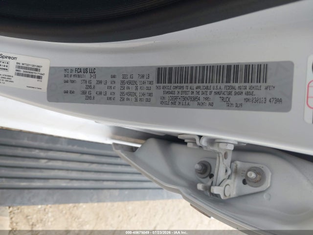 Aukcja sprzedaży 2019 Ram 1500 Limited  4x4 5'7 Box, vin: 1C6SRFHT5KN783054, numer aukcji: 45675049