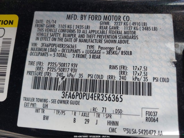 3FA6P0PU4ER356365 Ford Fusion Energi Se Luxury