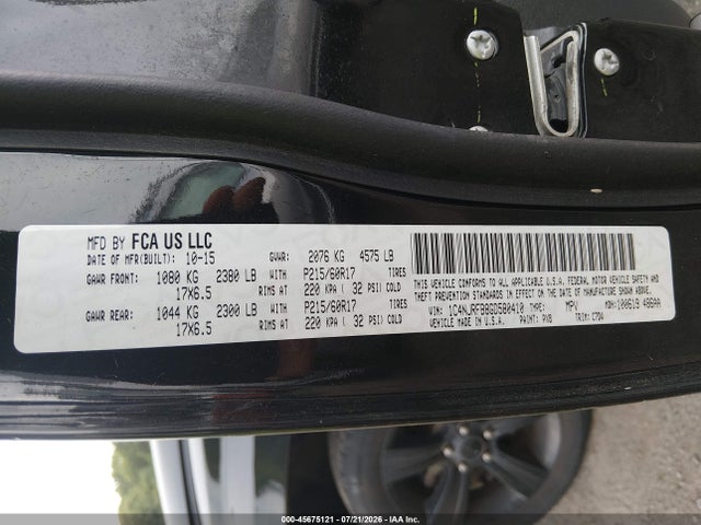 2016 Jeep Patriot Latitude მანქანა იყიდება აუქციონზე, vin: 1C4NJRFB8GD580410, აუქციონის ნომერი: 45675121