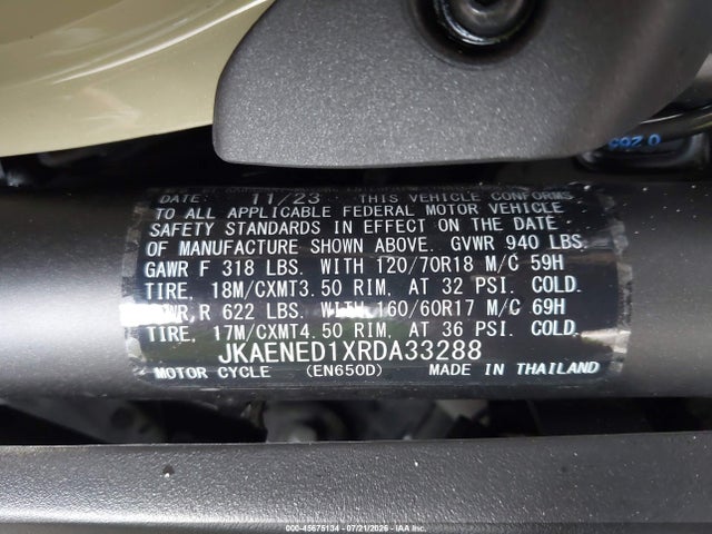 Продажа на аукционе авто 2024 Kawasaki En650 D, vin: JKAENED1XRDA33288, номер лота: 45675134