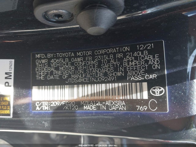 Toyota COROLLA SE 2022 JTDS4MCE1NJ092491 Image 9