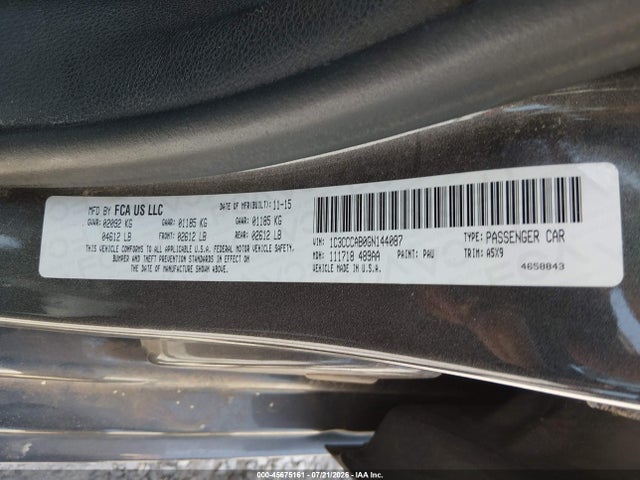 Aukcja sprzedaży 2016 Chrysler 200 Limited, vin: 1C3CCCAB0GN144087, numer aukcji: 45675161