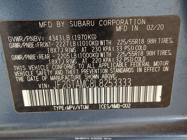 Subaru Crosstrek Limited 2020 JF2GTAMC8L8253333 Image 9