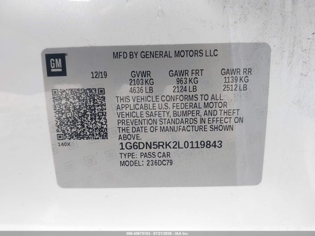 Aukcja sprzedaży 2020 Cadillac Ct5 Premium Luxury, vin: 1G6DN5RK2L0119843, numer aukcji: 45675183