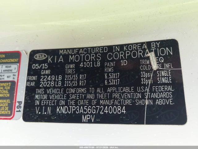 KNDJP3A56G7240084 KIA SOUL +