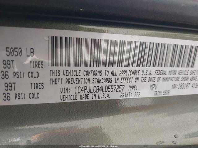 Aukcja sprzedaży 2020 Jeep Cherokee Latitude Fwd, vin: 1C4PJLCB4LD557257, numer aukcji: 45675218