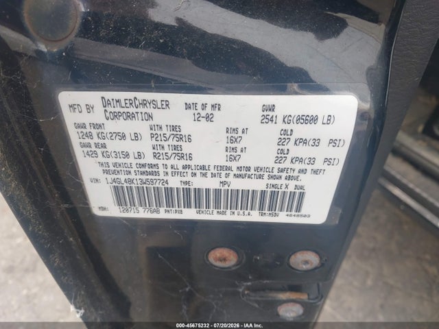 Aukcja sprzedaży 2003 Jeep Liberty Sport, vin: 1J4GL48K13W597724, numer aukcji: 45675232
