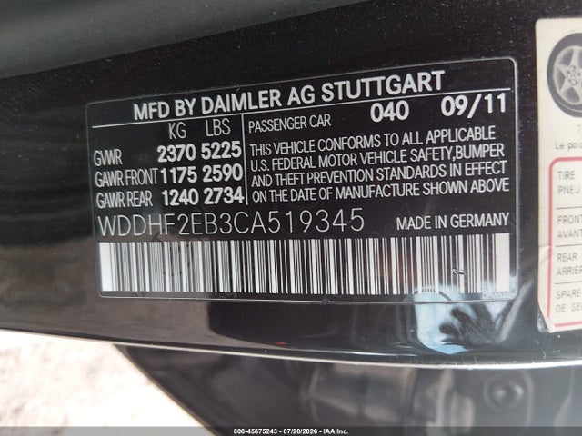 Продажа на аукционе авто 2012 Mercedes-benz E 350 Bluetec, vin: WDDHF2EB3CA519345, номер лота: 45675243