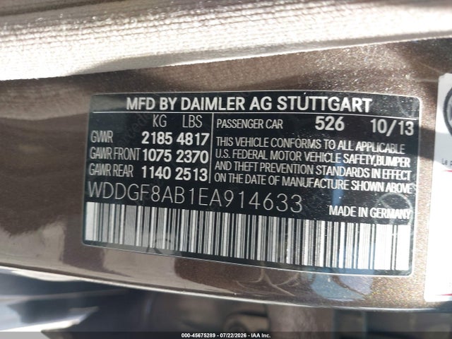 45675289 :رقم المزاد ، WDDGF8AB1EA914633 vin ، 2014 Mercedes-benz C 300 Sport 4matic مزاد بيع