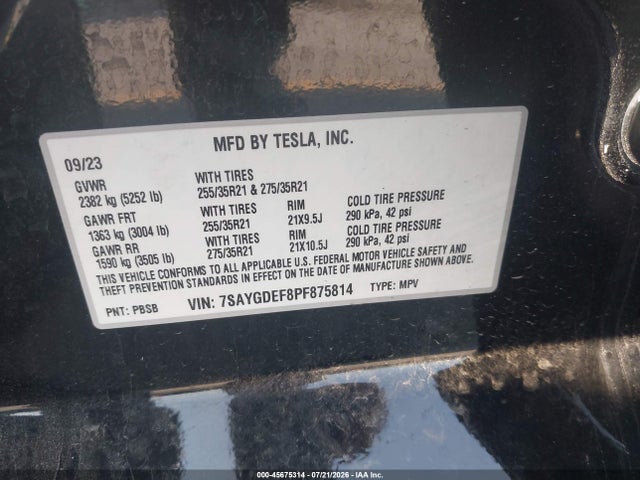 7SAYGDEF8PF875814 Tesla Model Y Performance Dual Motor All-wheel Drive